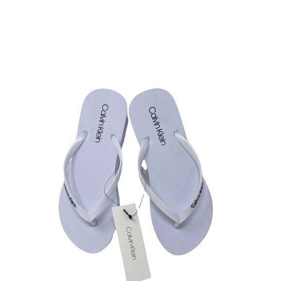 Calvin Klein Womens KCDAWNI-Z Dawni Flip Flop Smooth Footbed Sandal WHITE Rubber - Picture 5 of 9